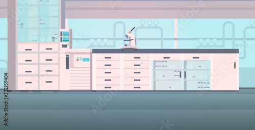 modern lab interior empty no people chemical laboratory with furniture horizontal vector illustration