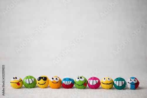 knitted emoticons , background