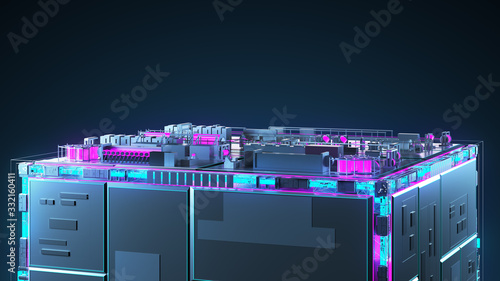 Сable manufacturing. Abstract image of information flow. technology cube for providing information