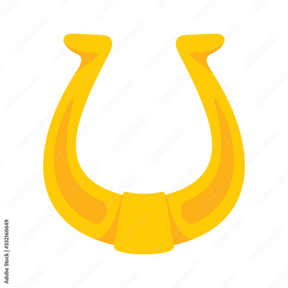 Shiny golden iron horseshoe vector flat icon, lucky symbol isolated on white illustration Shiny golden iron horseshoe vector flat icon, lucky symbol isolated on white illustration