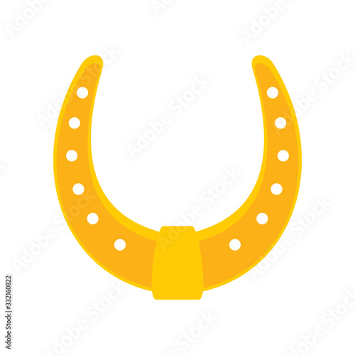 Shiny golden old american horseshoe vector flat icon, lucky symbol isolated on white illustration