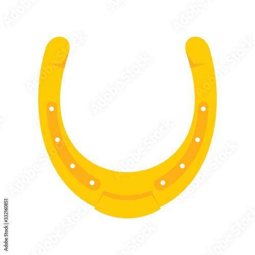 Shiny golden old western horseshoe vector flat icon, lucky symbol isolated on white illustration