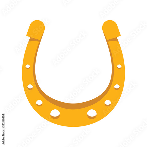Shiny golden western horseshoe vector flat icon, lucky symbol isolated on white illustration