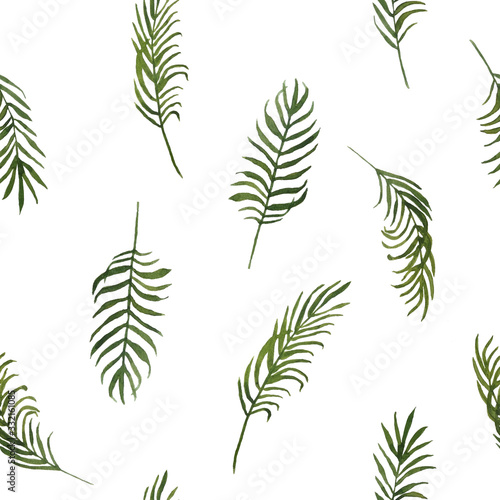 floral seamless hand drawn watercolor pattern with elegant green tropical palm leaves areca plant for nature lovers fashion textile exotic illustration lush foliage trendy design wallpaper