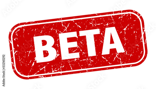 beta stamp. beta square grungy red sign.
