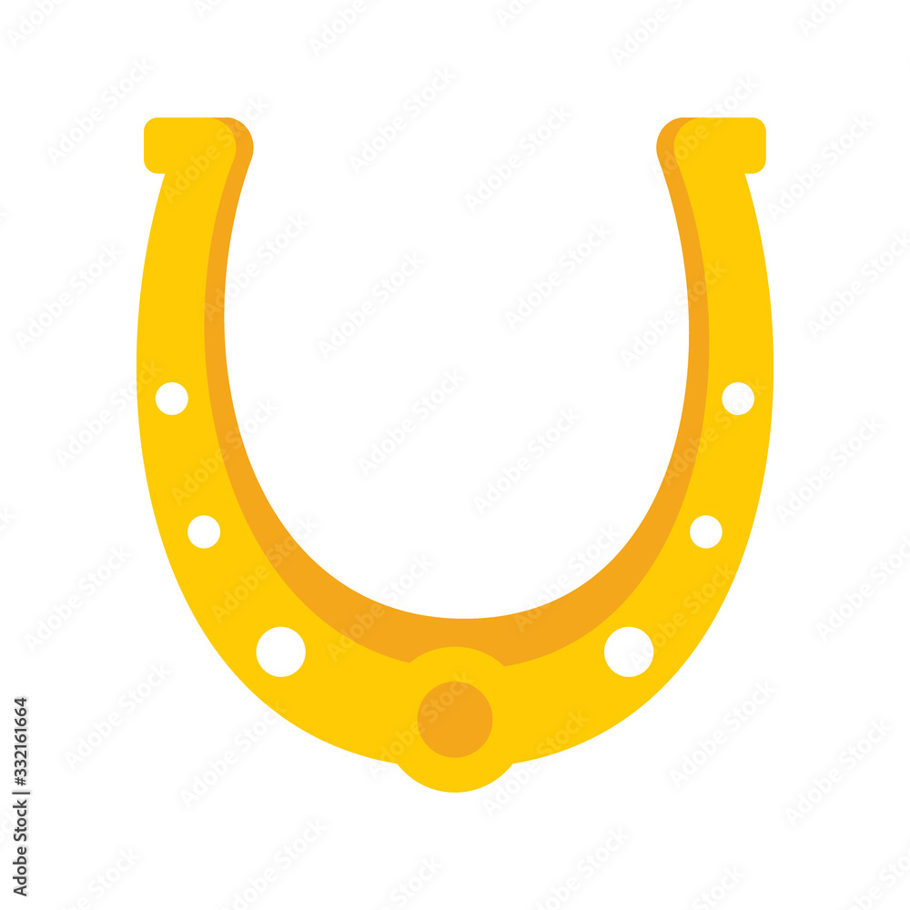 Shiny golden retro horseshoe vector flat icon, lucky symbol isolated on white illustration Shiny golden retro horseshoe vector flat icon, lucky symbol isolated on white illustration