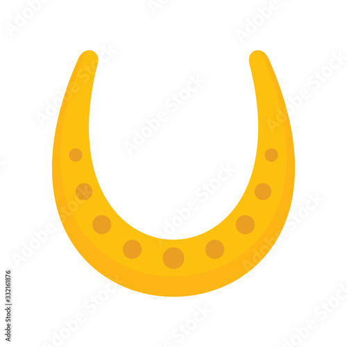 Shiny golden old horseshoe vector flat icon, lucky symbol isolated on white illustration