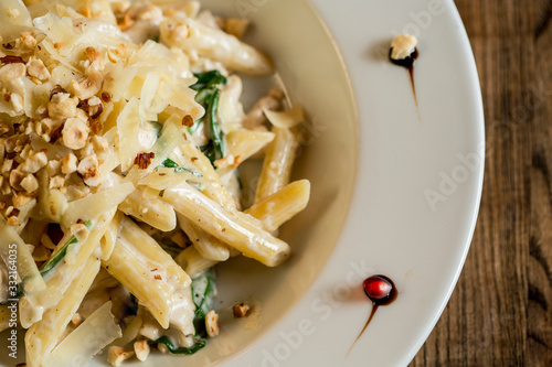 Penne with chicken, spinach...
