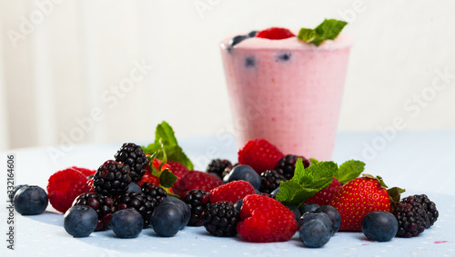 Smoothie with milk and berries