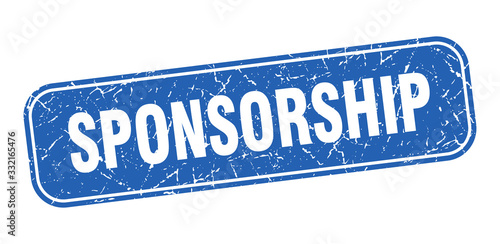sponsorship stamp. sponsorship square grungy blue sign.