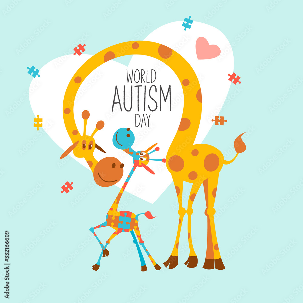 World autism day. Vector illustration in cartoon style. World autism day. Vector illustration in cartoon style.