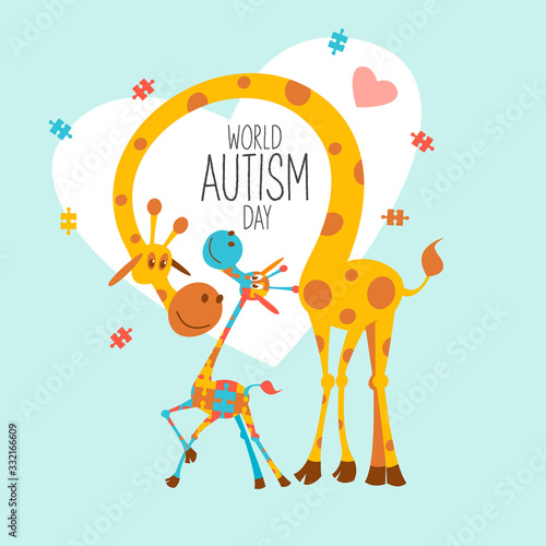 World autism day. Vector illustration in cartoon style.