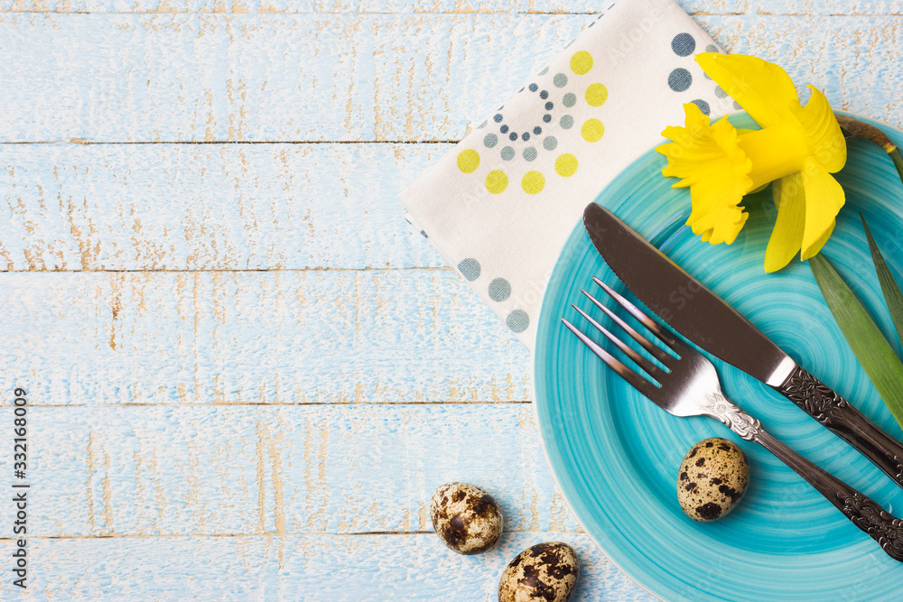 Festive spring or Easter table setting Festive spring or Easter table setting