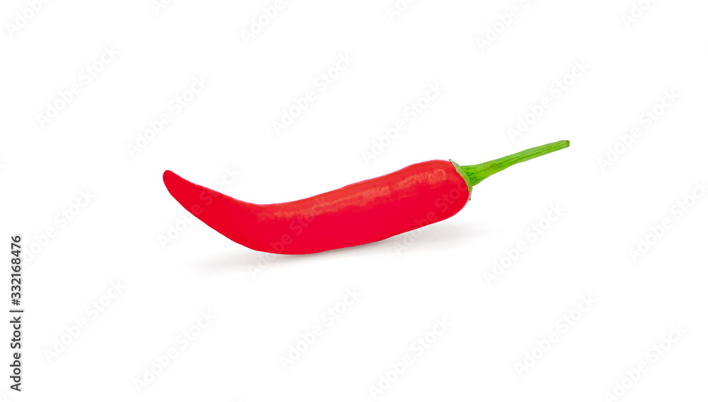 Fresh organic red chili hot pepper. Ingredient for spicy food isolated on white background with clipping path Fresh organic red chili hot pepper. Ingredient for spicy food isolated on white background with clipping path