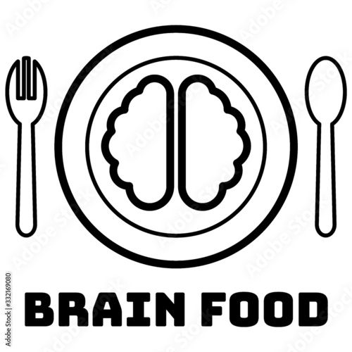 Flat vector design concept of brain food on top view.