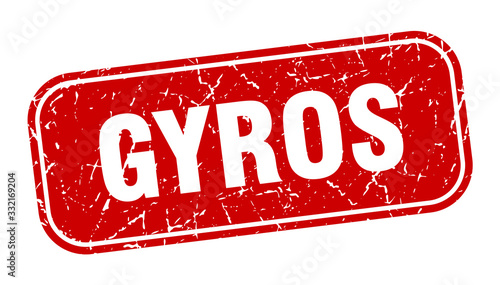 gyros stamp. gyros square grungy red sign.