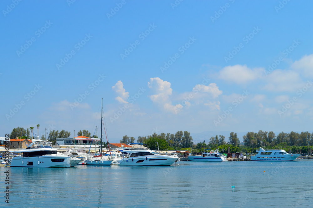 Paphos harbour boats in Cyprus