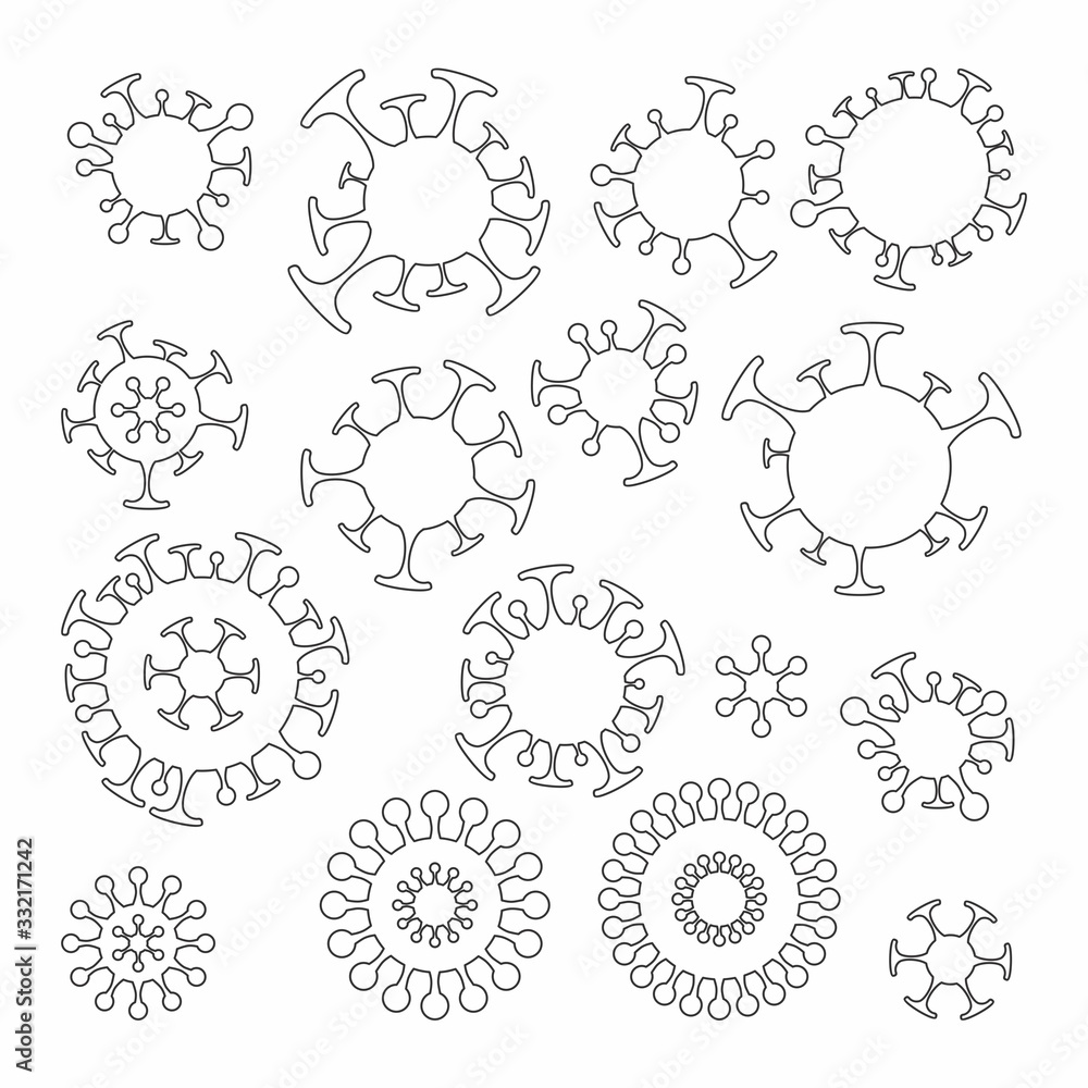 Corona virus vector silhouette shape signs set Corona virus vector silhouette shape signs set
