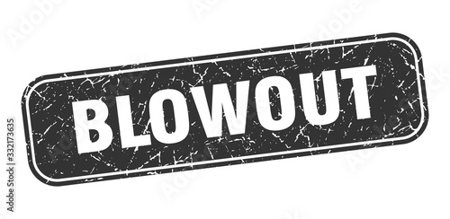 blowout stamp. blowout square grungy black sign.