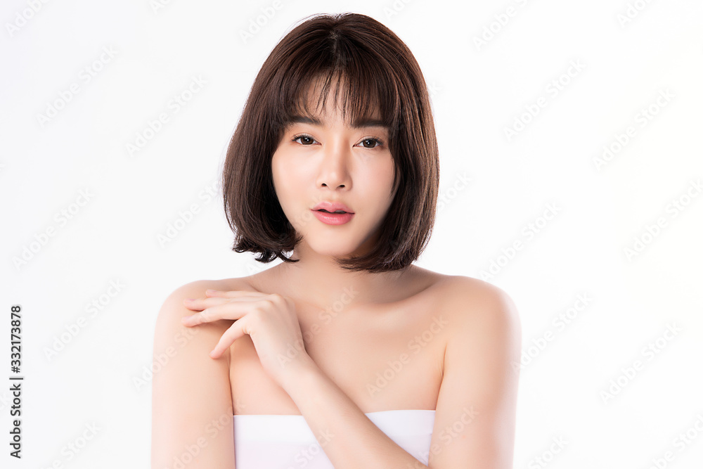 Beautiful Young Asian Woman with Clean Fresh Skin. Face care, Facial treatment, Cosmetology, beauty and healthy skin and cosmetic concept .woman beauty skin isolated on white background Beautiful Young Asian Woman with Clean Fresh Skin. Face care, Facial treatment, Cosmetology, beauty and healthy skin and cosmetic concept .woman beauty skin isolated on white background