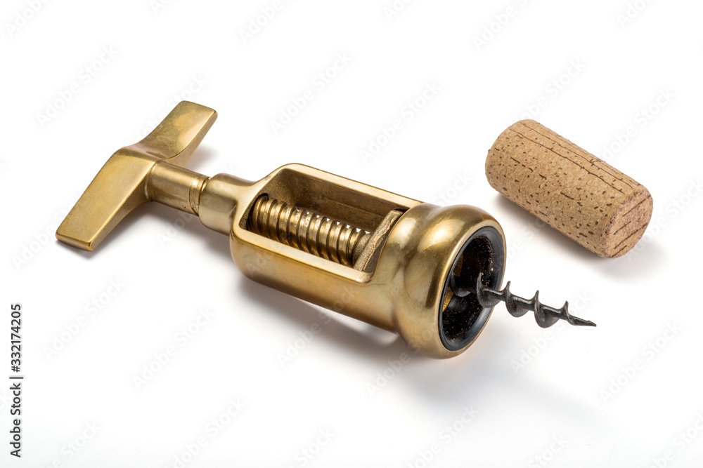 Brass screw corkscrew with stopper Brass screw corkscrew with stopper