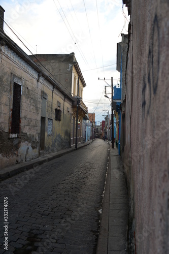 Empty street in Cuba on a cloudy day