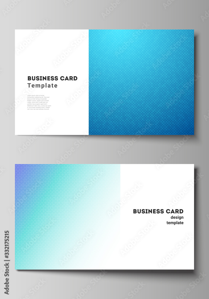 The minimalistic abstract vector illustration of the editable layout of two creative business cards design templates. Abstract geometric pattern with colorful gradient business background. The minimalistic abstract vector illustration of the editable layout of two creative business cards design templates. Abstract geometric pattern with colorful gradient business background.
