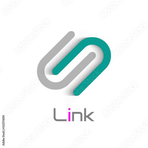 Chain link logo design element. Color icon.