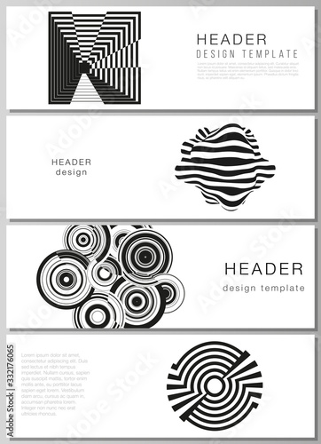 The minimalistic vector illustration of the editable layout of headers, banner design templates. Trendy geometric abstract background in minimalistic flat style with dynamic composition.