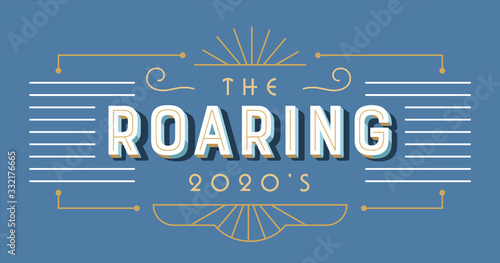 The roaring 2020s art deco retro lettering label