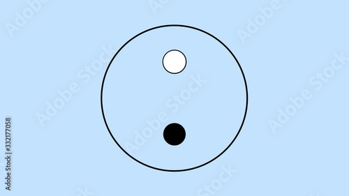 Yin yang symbol animation. Appearance of a black and white sign from small firework. Rotation. Growth of decorative branches and leaves. Ying yang on transparent background.  Included alpha channel.
