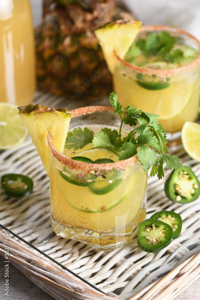 Spicy pineapple margarita with jalapeno Spicy pineapple margarita with jalapeno