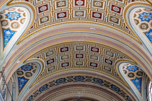 beautiful patterned colorful church ceiling