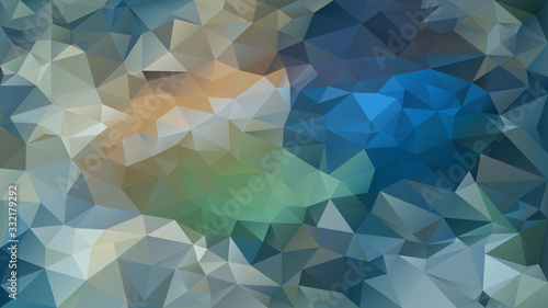 vector abstract irregular polygon background - triangle low poly pattern - color blue green orange beige grey