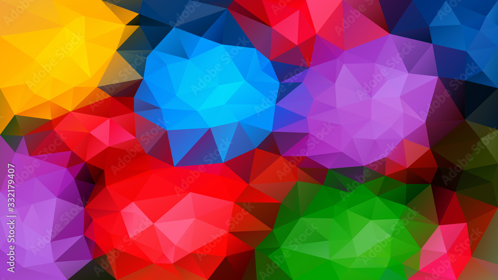 Fototapeta premium vector abstract irregular polygon background - triangle low poly pattern - full spectrum multi color rainbow vibrant neon red green blue purple