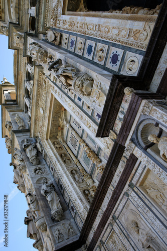 Pavia (PV), Italy - June 09, 2018: Certosa di Pavia details of facade, Pavia, Lombardy, Italy photo