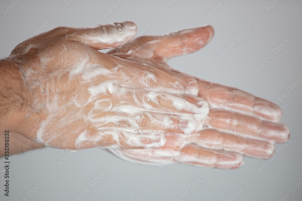 washing  hands isolated on white background