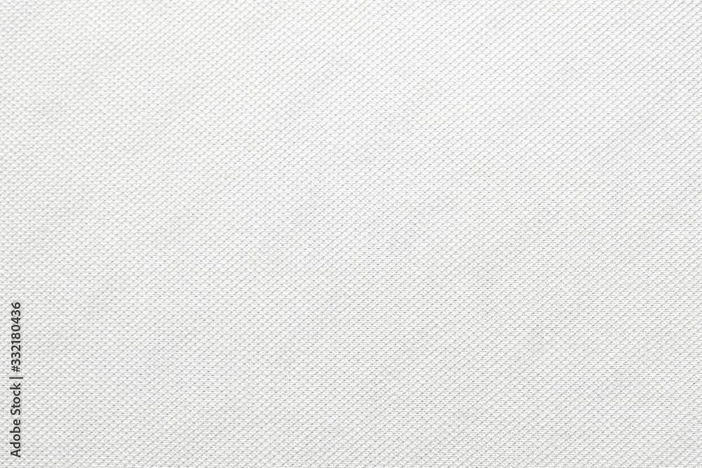 White fabric close up shot of Cotton and polyester Polo shirt. Casual wear over the weekend or summer time season. Background texture concept with copy space for text. - obrazy, fototapety, plakaty 