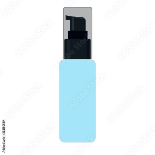 Bottle with spray and cap. Skin care and protection. Vector illustration.