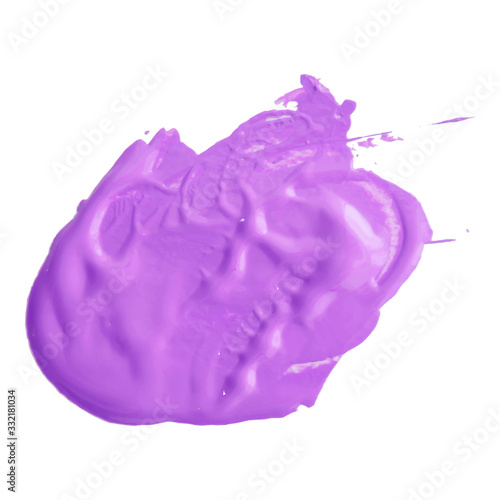 Acrylic paint smear, texture of lipstick isolated on white background.