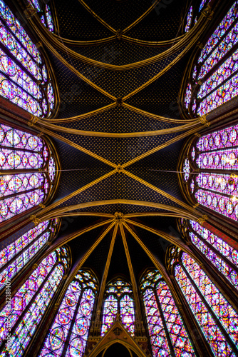 Interior, windows of Sainte-Chapelle, Paris, France   © Csomos