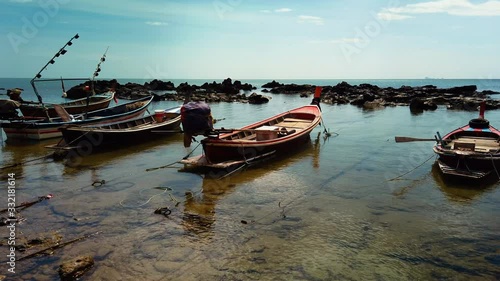 Longtail fishers boats parked in Ko Lanta island, Thailand
