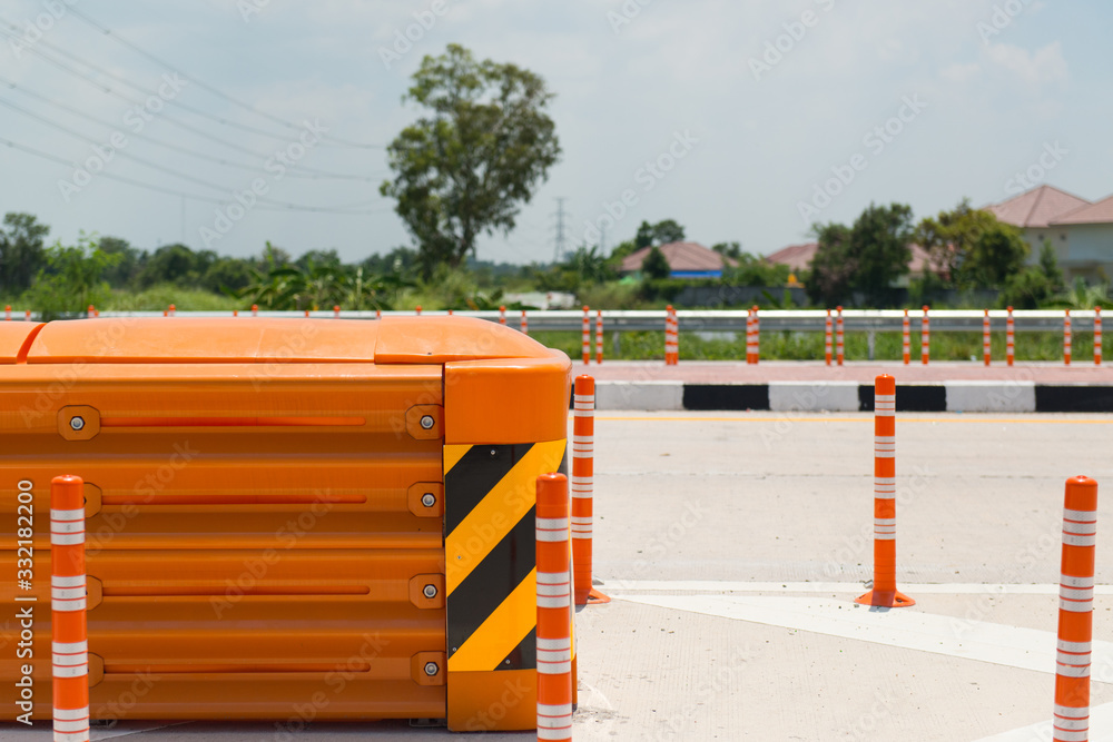 Crash Cushion or Impact Attenuator installed in highway intersections