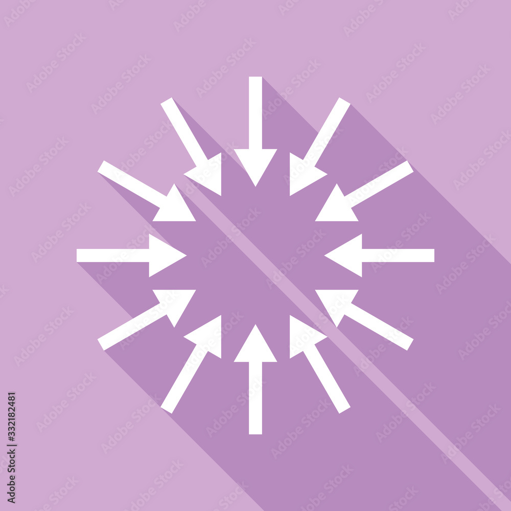 Arrows sign. White Icon with long shadow at purple background. Illustration. Arrows sign. White Icon with long shadow at purple background. Illustration.
