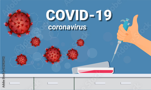 Covid-19 background, background virus strain of MERS-Cov and Novel coronavirus 2019-nCoV. Vector concept of dangerous virus in China with medical cell.