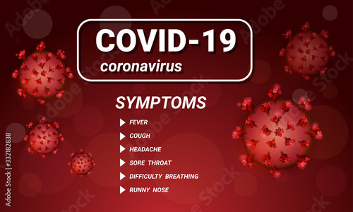 Symptoms of COVID-19 Wuhan Novel coronavirus 2019-nCoV. Concept of coronavirus COVID nCoV biohazard danger.