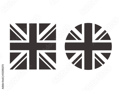 Canvas Print United Kingdom black white flag isolated set