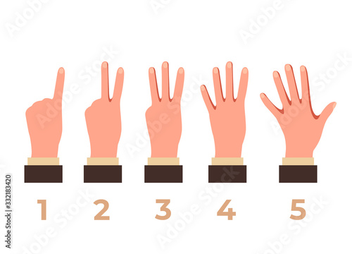 Arm hand count fingers isolated set. Vector flat graphic design isolated illustration