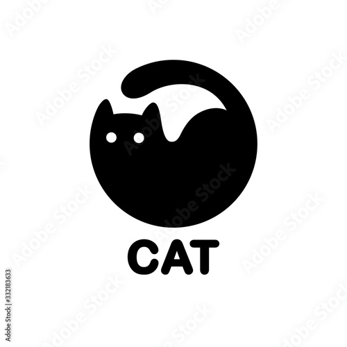 Black cat circle logo Fototapet