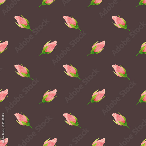 Rose flowers handmade gouache  oil paint  seamless pattern gentle on dark. Background for web pages  wedding invitations  save the date cards.
